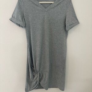 Gray Tie Front Sailor Collar T-Shirt dress